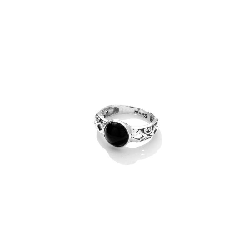Petite Black Onyx Sterling Silver Ring