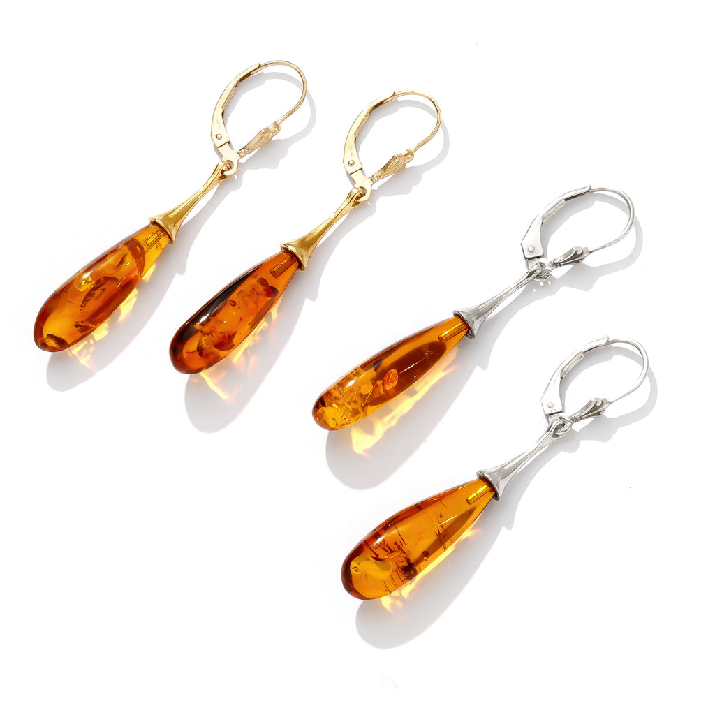 Gorgeous Cognac Sterling Silver or Gold Filled Statement Earrings