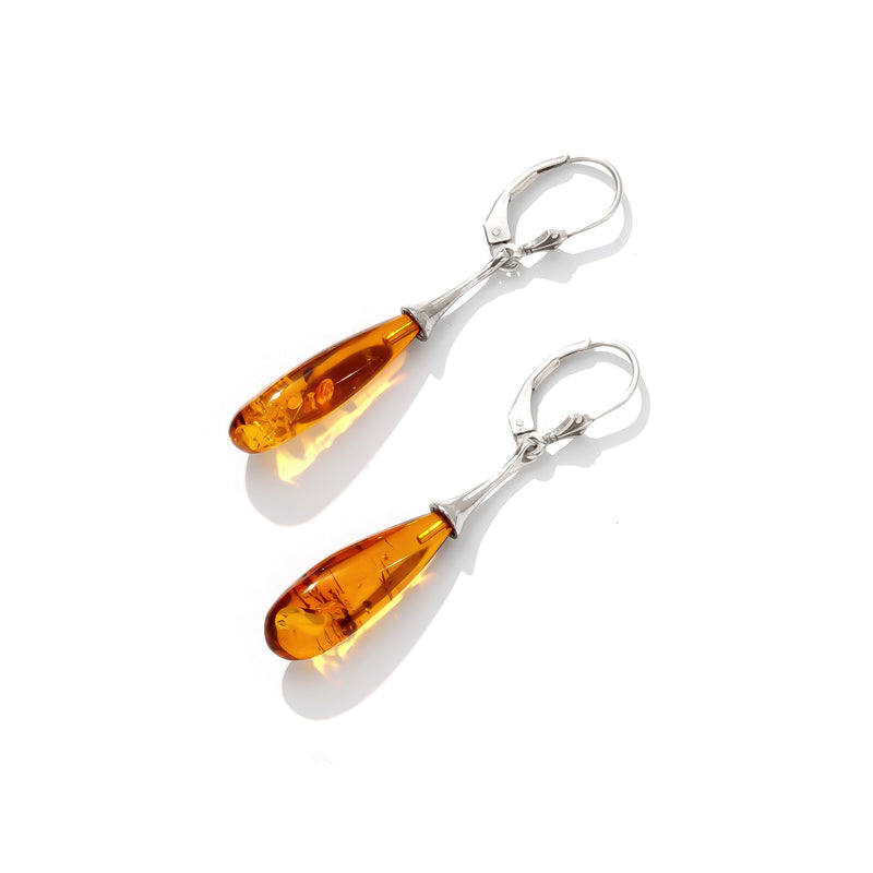 Gorgeous Cognac Sterling Silver or Gold Filled Statement Earrings