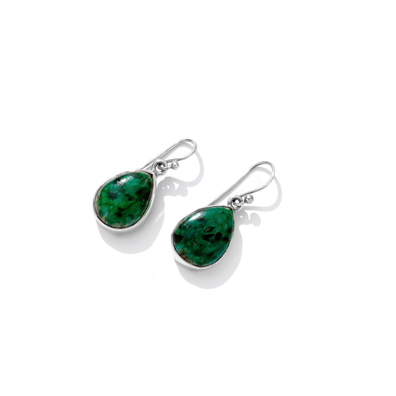 Forest Green Turquoise Sterling Silver Earrings