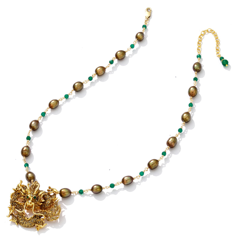Exotic Gold Plated Dragon Statement Necklace