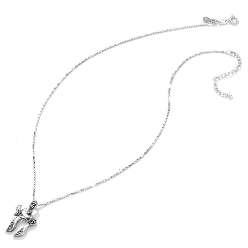 Chai Symbol with Marcasite Sterling Silver Necklace