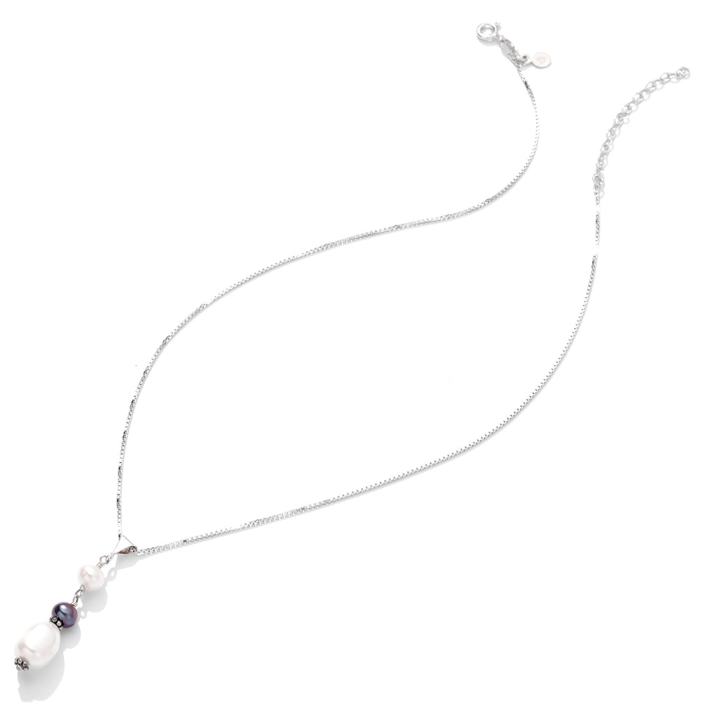White and Silver Freshwater Pearl Sterling Silver Necklace