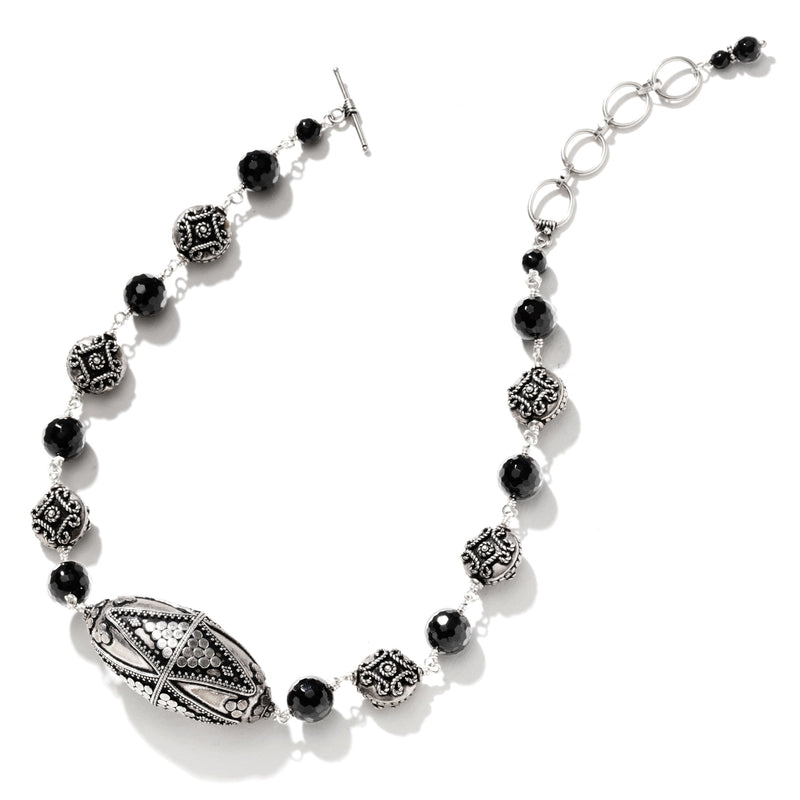 Stunning Ancient Silver  Design with Black Onyx Sterling Silver Statement Necklace