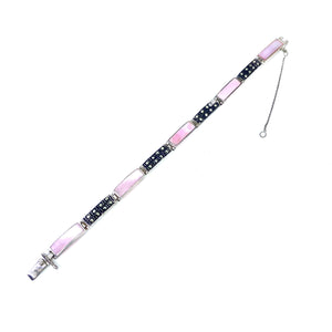 Divine Pink Shell Marcasite Sterling Silver Bracelet