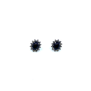 Starburst Black Onyx Marcasite Silver Stud Earrings