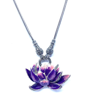 Beautiful Marcasite Lily Sterling Silver Marcasite Statement Necklace