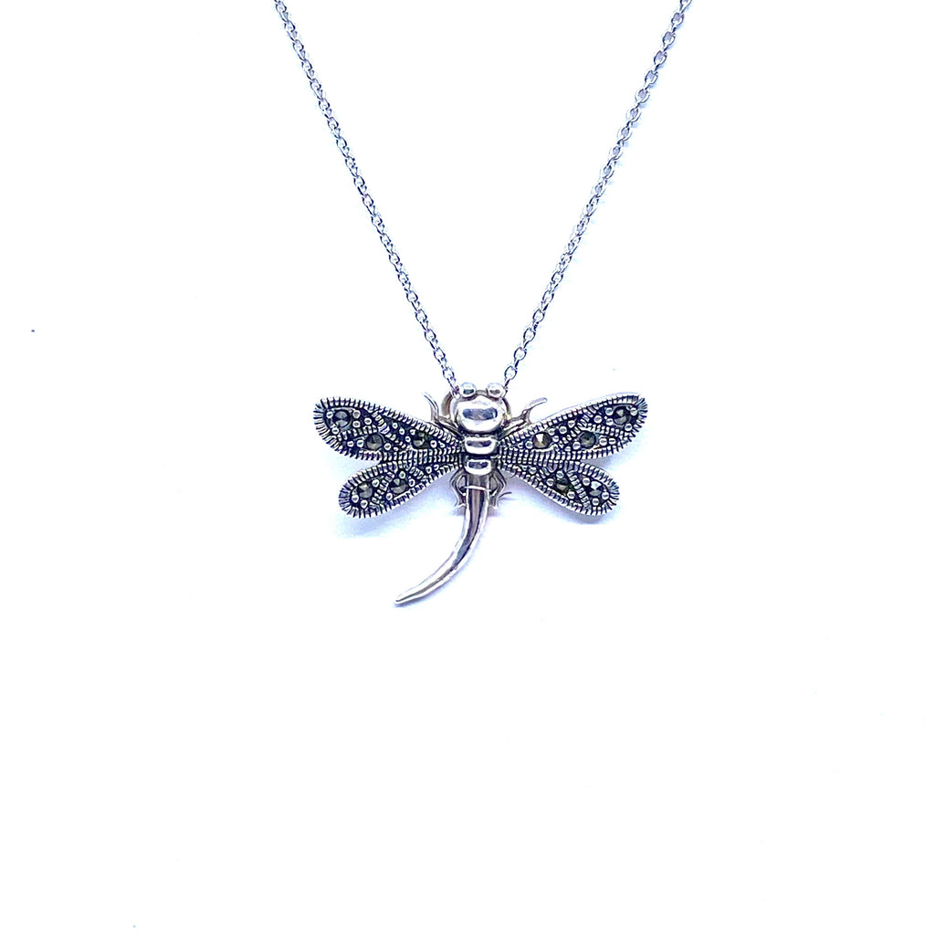 Dragonfly Sterling Silver Pendant Necklace