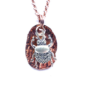 Rose Gold Marcasite Lucky Beetle Pendant