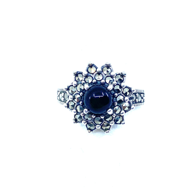 Gorgeous Black Marcasite Sterling Silver Ring