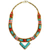 Stunning Himalayan Turquoise and Coral Gold Plated Nepal Statement Necklace