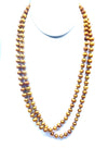 Very Long Gorgeous Golden Freshwater Opera Pearl Statement Necklace 52"