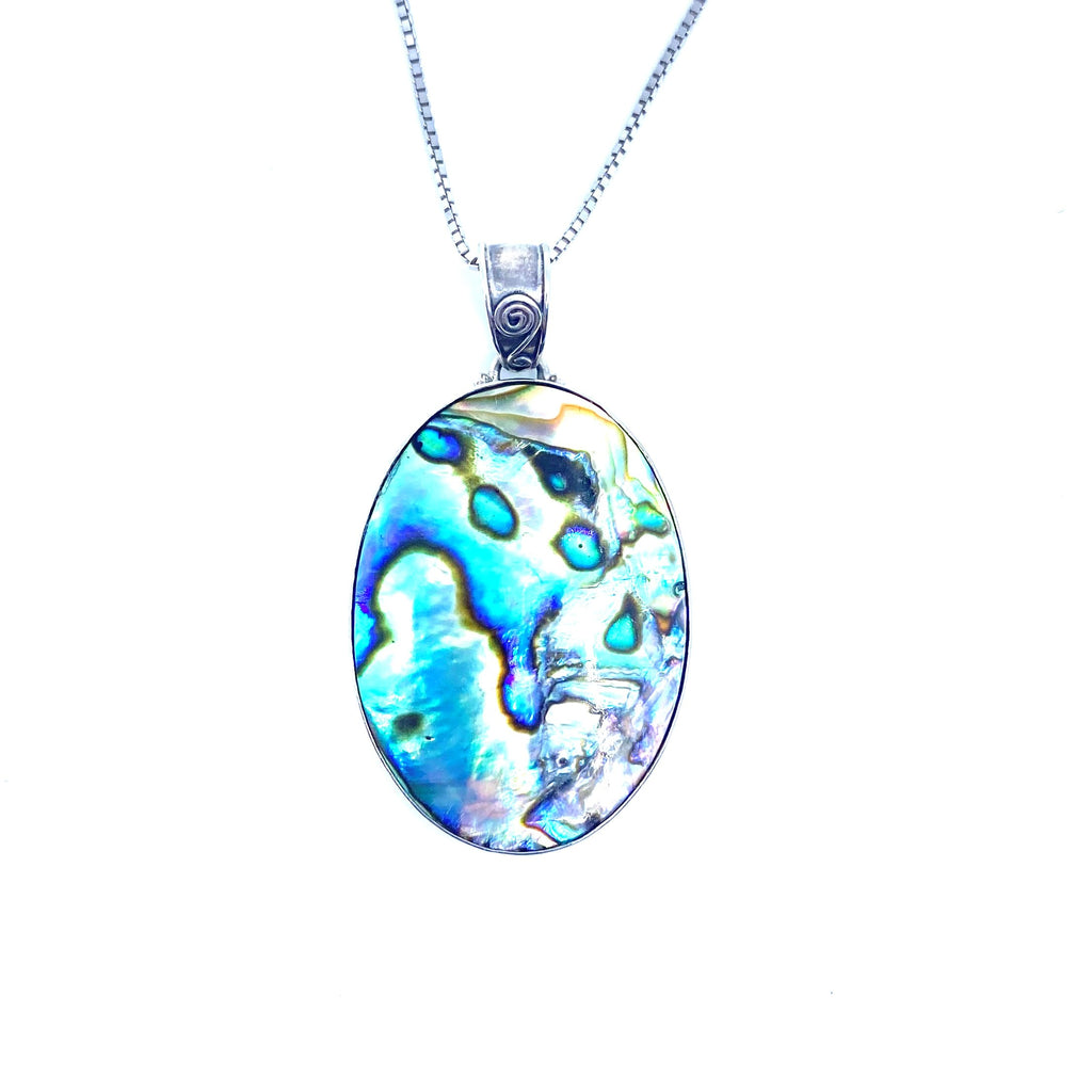 Gorgeous Abalone Pendant Sterling Silver Necklace