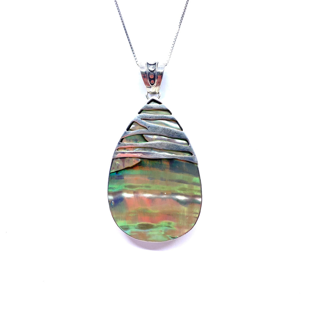 Exotic Abalone Shell Sterling Silver Statement pendant