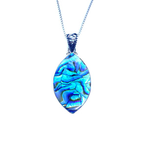 Vibrant Abalone Shell Sterling Silver Pendant on a Chain
