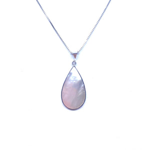 Shimmering White Shell Sterling Silver Pendant Necklace