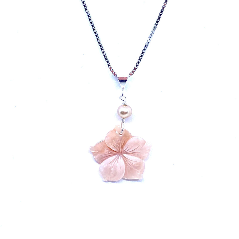 Petite Pink Flower Pendant Necklace