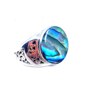 Beautiful Abalone Sterling Silver Balinese Ring