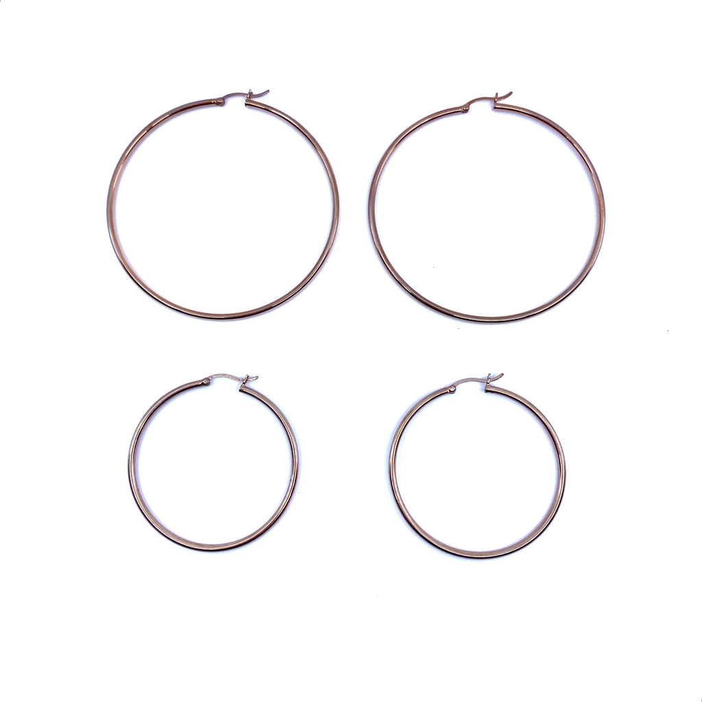 *Classic Rose Gold Plated Hoop Statement Earrings-2 sizes