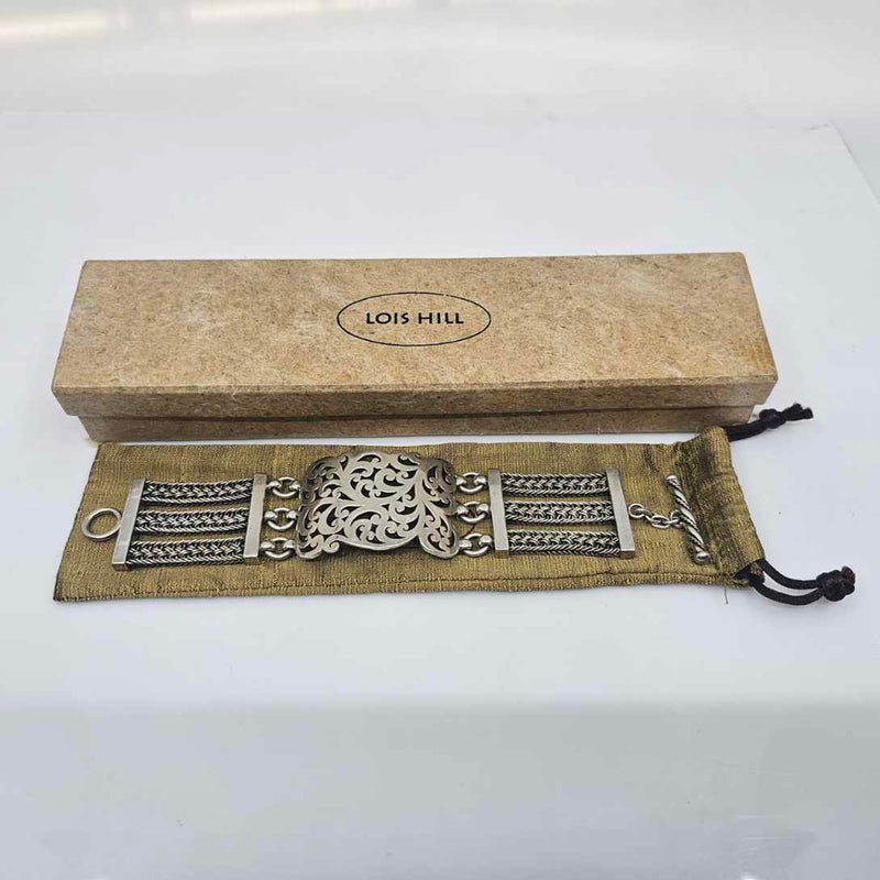 Vintage Lois Hill Sterling Silver Balinese Layered Statement Bracelet