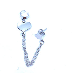 Italian Chain Heart Single Ear Cuff Earring