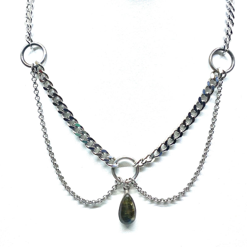 Exotic Chain Necklace with Labradorite Drop