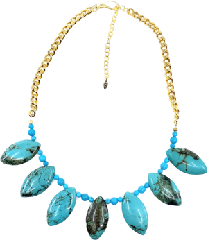 Vibrant Turquoise Gold or Silver Plated Statement Necklace