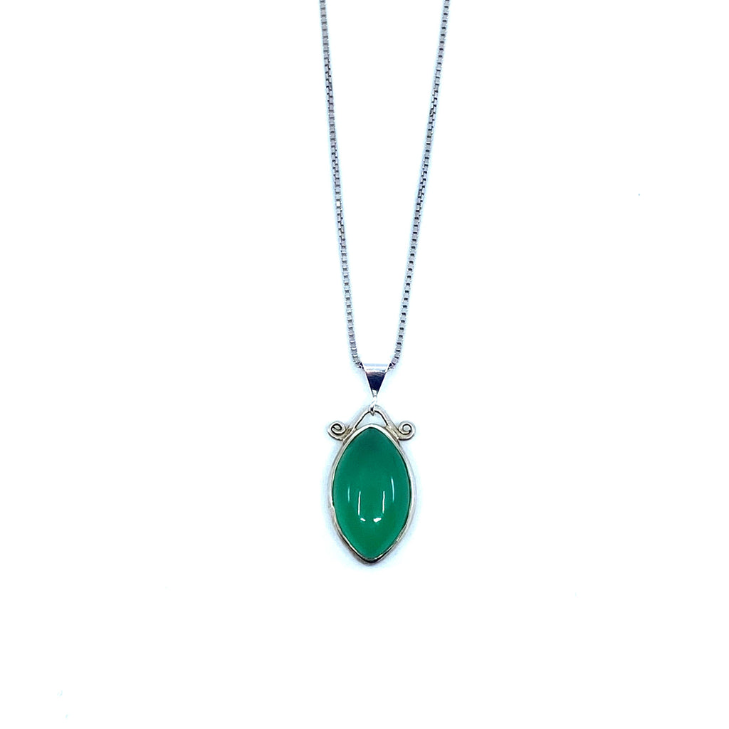 Luscious Green Agate Sterling Silver Necklace