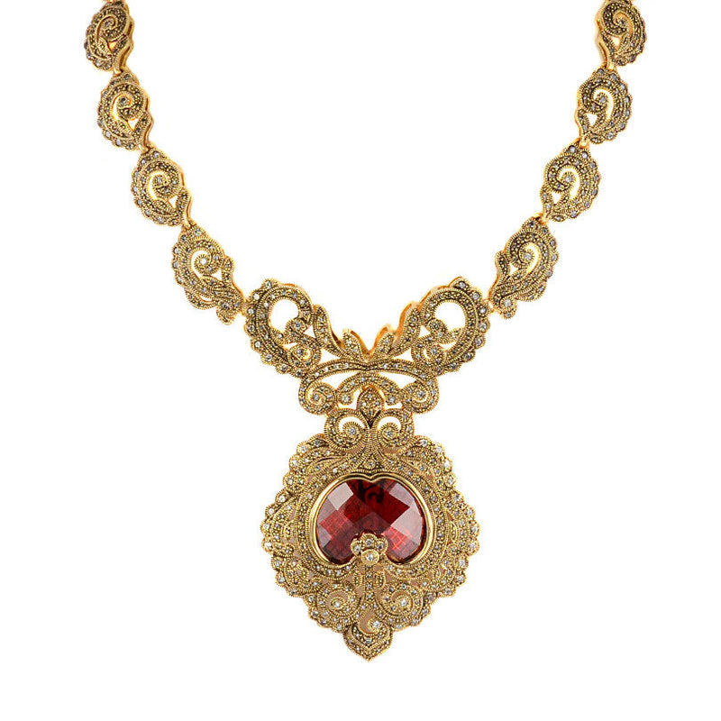 Victorian Majesty 14Kt Gold Plated Crystal Statement Necklace