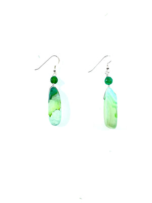 Gorgeous Green Agate Sterling Silver Statement Earrings