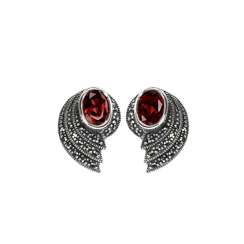 Gorgeous Garnet Dressy Sterling Silver Statement Earrings