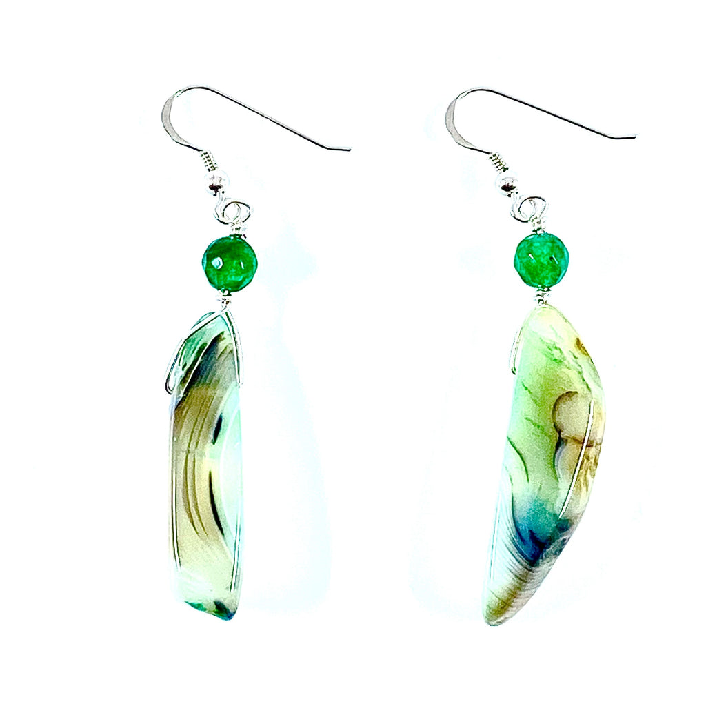 Gorgeous Green Agate Sterling Silver Statement Earrings