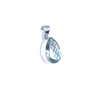 Gorgeous Faceted Green Amethyst Sterling Silver Statement Pendant