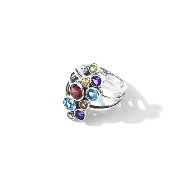 Ooh La La Gorgeous Mixed Gemstone Sterling Silver Statement Ring *