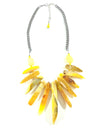 Vibrant Yellow Agate Silver Plated Statement Necklace
