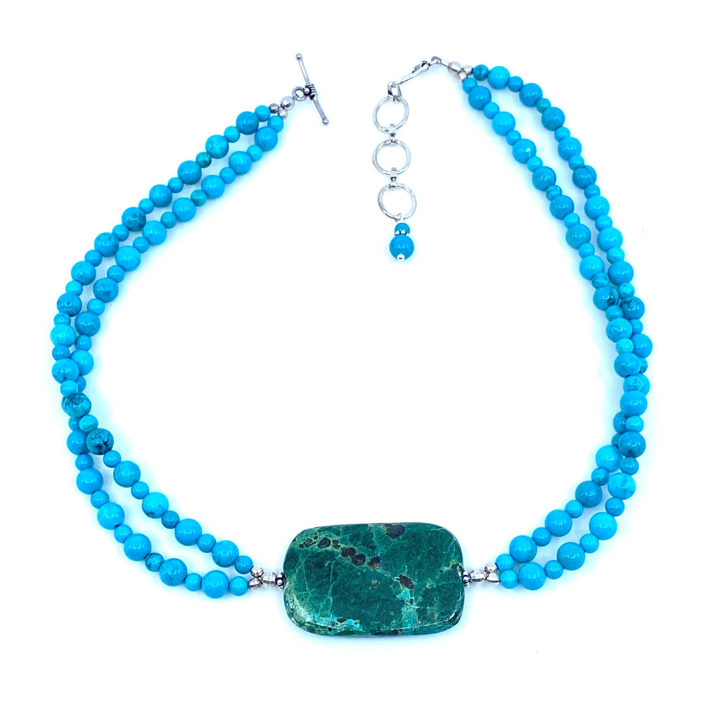Vibrant Turquoise Sterling Silver Statement Necklace