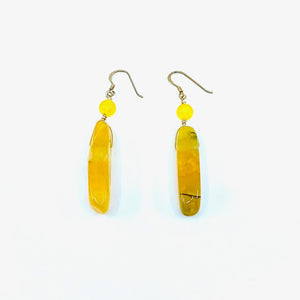 Gorgeous Bright Yellow Agate Gold Filled Statement Earrings