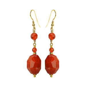 Dazzling Fire Agate And Carnelian Gold Filled Earrings