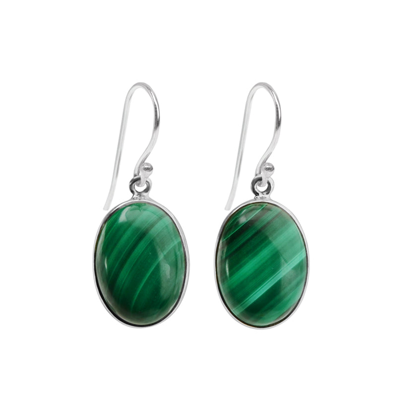 Lush Green Malachite Stone Sterling Silver Statement Earrings