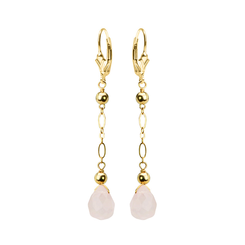 Dainty Faceted Rose Quartz Gold Filled Earrings