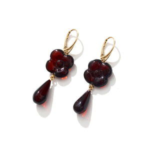 Beautiful Baltic Cherry Amber Gold Filled Fliower Earrings