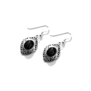 High Polished Black Onyx Balinese Sterling Silver Statement Earrings