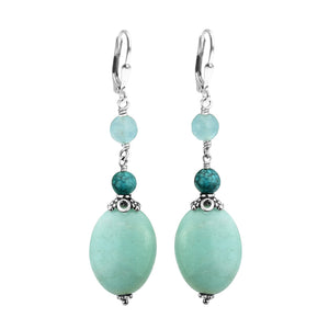 Rich Blue Amazonite & Turquoise Sterling Silver Earrings