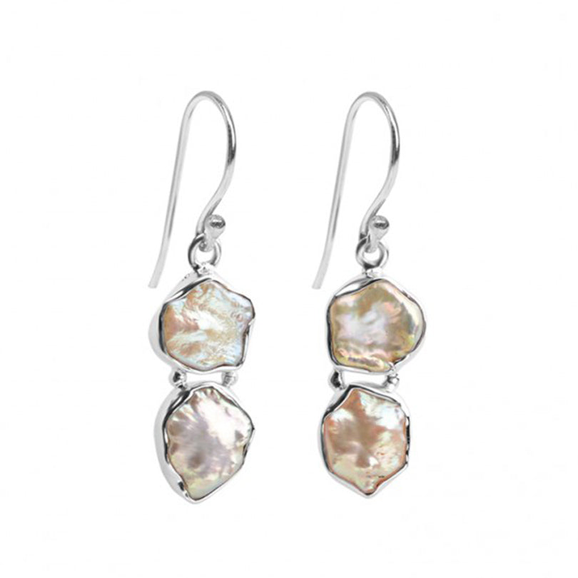 Beautiful White Fresh Water Pearl Sterling Silver Earrings