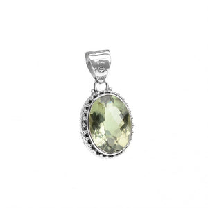 Enchanting Faceted Green Amethyst Sterling Silver Statement Pendant