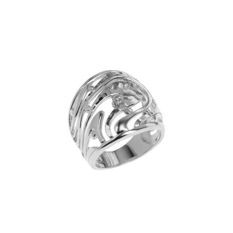 Gorgeous Sea Swirl Rhodium Plated Sterling Silver Ring