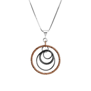 Copper and Black Plated Spiral on Italian Silver Necklace