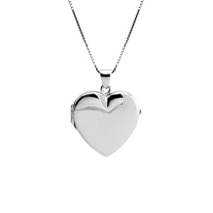 Beautiful Italian Heart Locket Rhodium Plated Sterling Silver Necklace