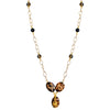 Exotic Leopard Print Agate, Smoky Quartz and Black Onyx Gold Plated Necklace.