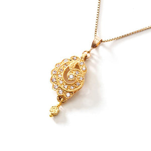 Dazzling Gold Plated CZ Pendant on 18Kt Italian Gold Plated Sterling Silver Chain.